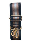 Striped Bag Strap Black and Rose Gold