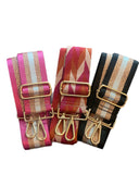 Striped Bag Strap Black and Rose Gold