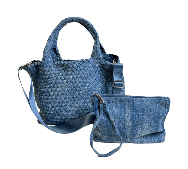 Woven Denim Tote and Pouch