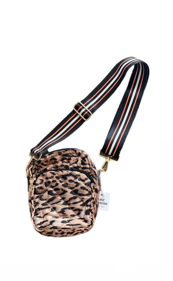 Animal Print Quilted Phone Crossbody Bag