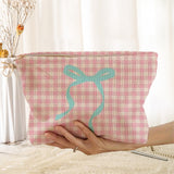 Pink Checkered Makeup Pouch