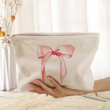 Off White Ribbon Makeup Pouch
