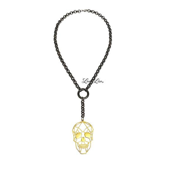 Long Gold Skull Necklace