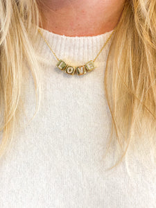 Gold Love Block Necklace
